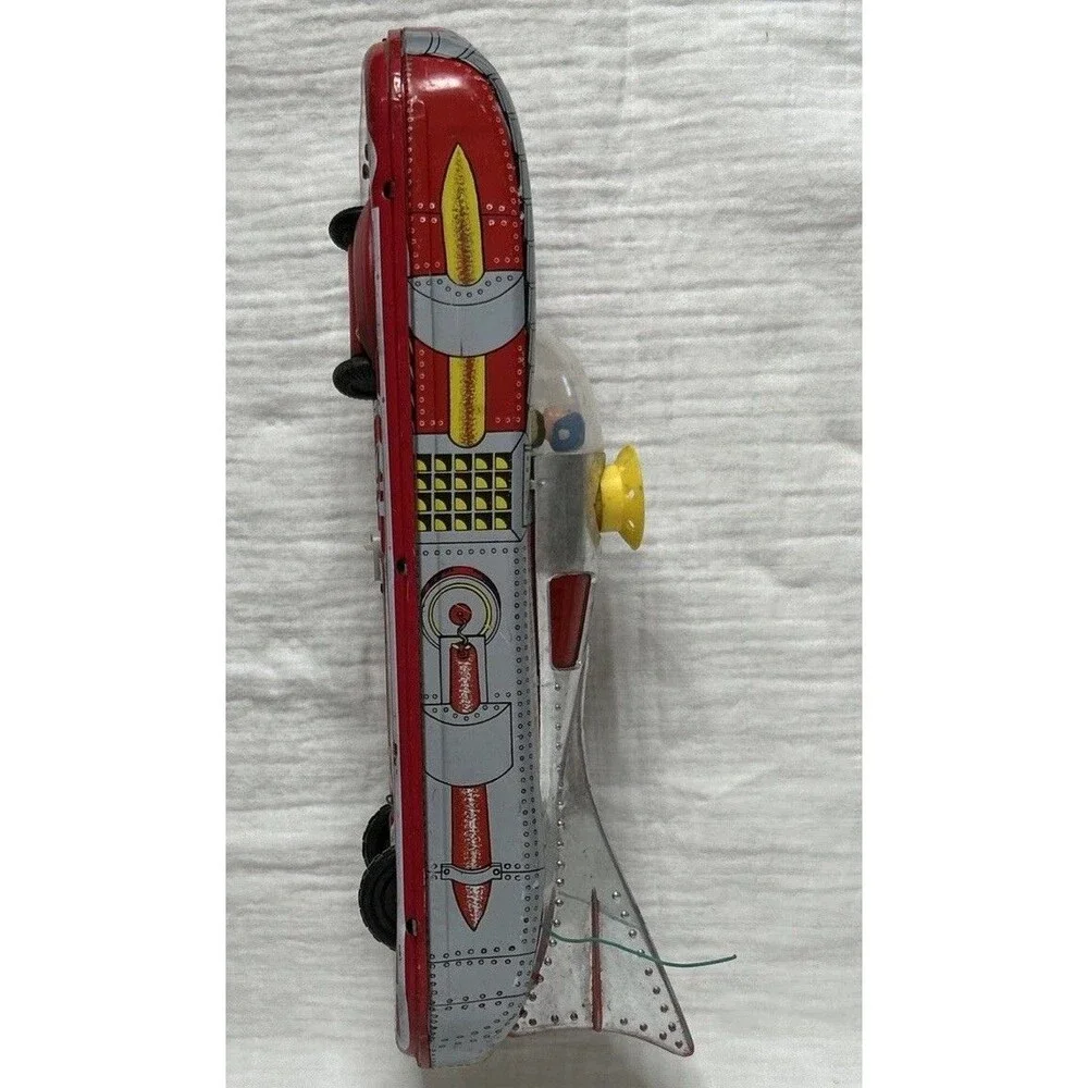 Vintage 1960 Interkozmosz Hungarian Litho Tin Retro Car Red Missing Tail Light